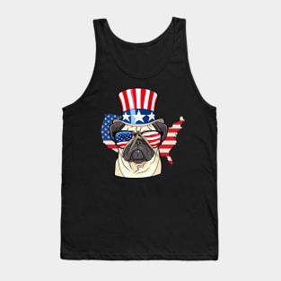 Patriotic Pug Dog Lover Flag Colors 4th of July Tank Top Tank Top